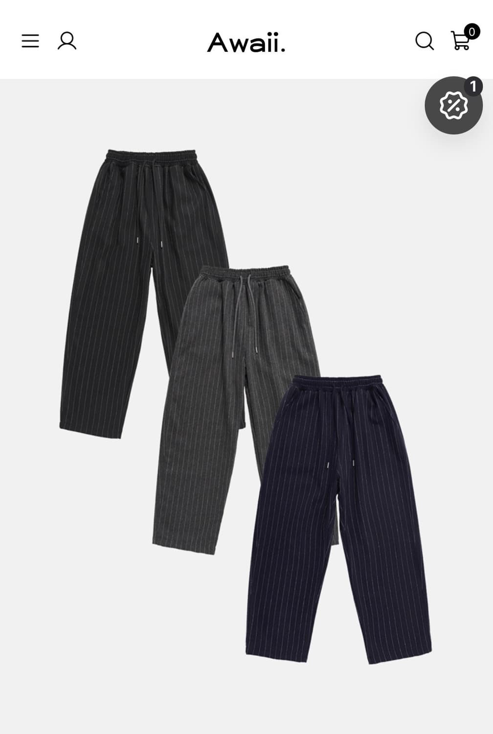 Awaii 울 스트라이프 밴딩 와이드팬츠 상품이미지2