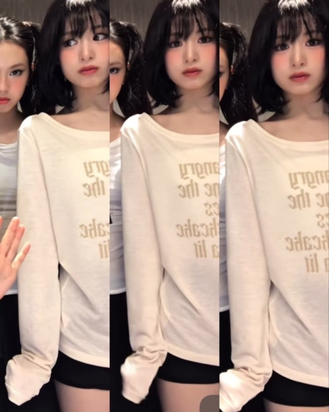 (실착1회) 락케이크 펑크 매쉬 탑 롱슬리브 크림 상품이미지2