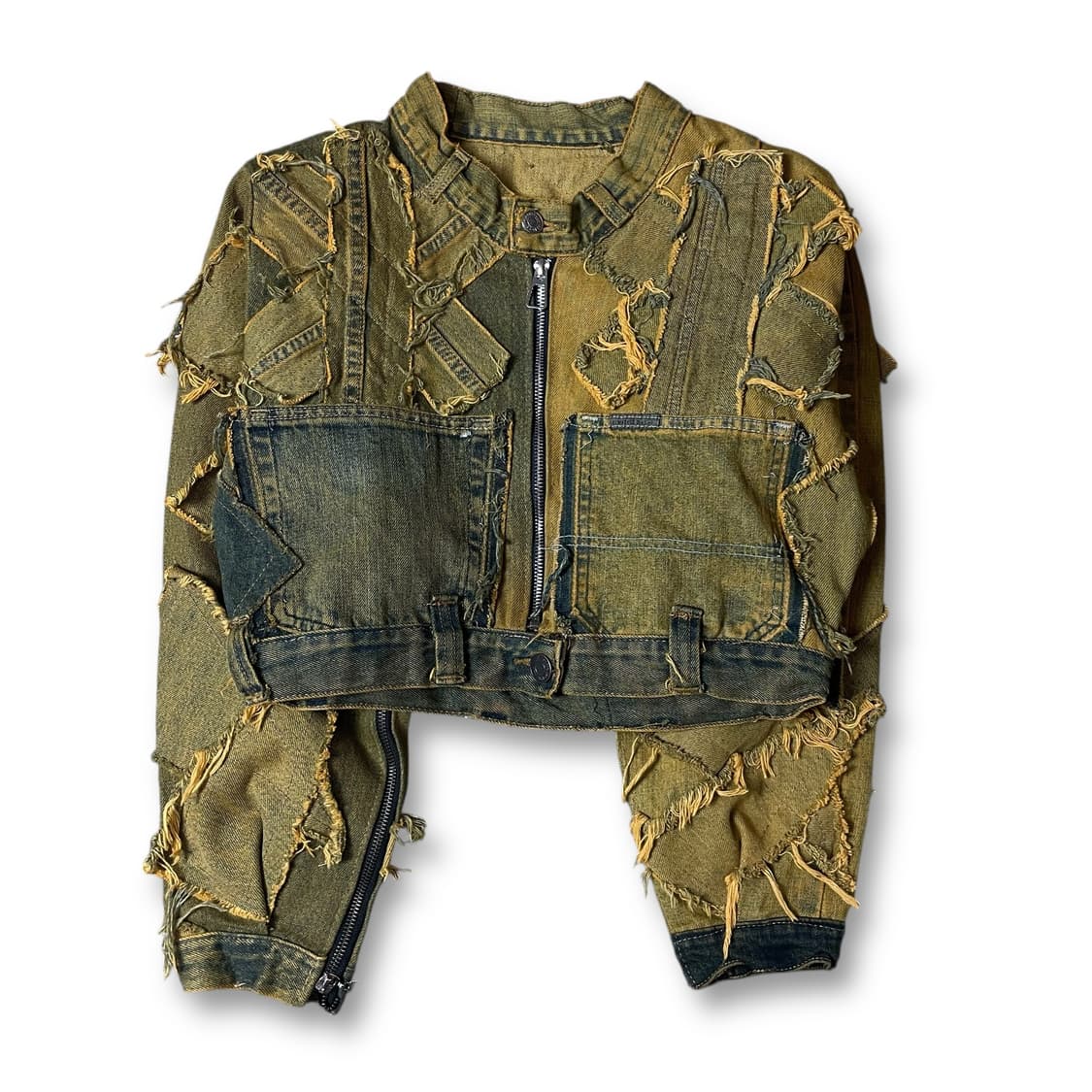 리바이스 빈티지 머스타드 패치워크 크롭 커스텀 데님 자켓 상품이미지1