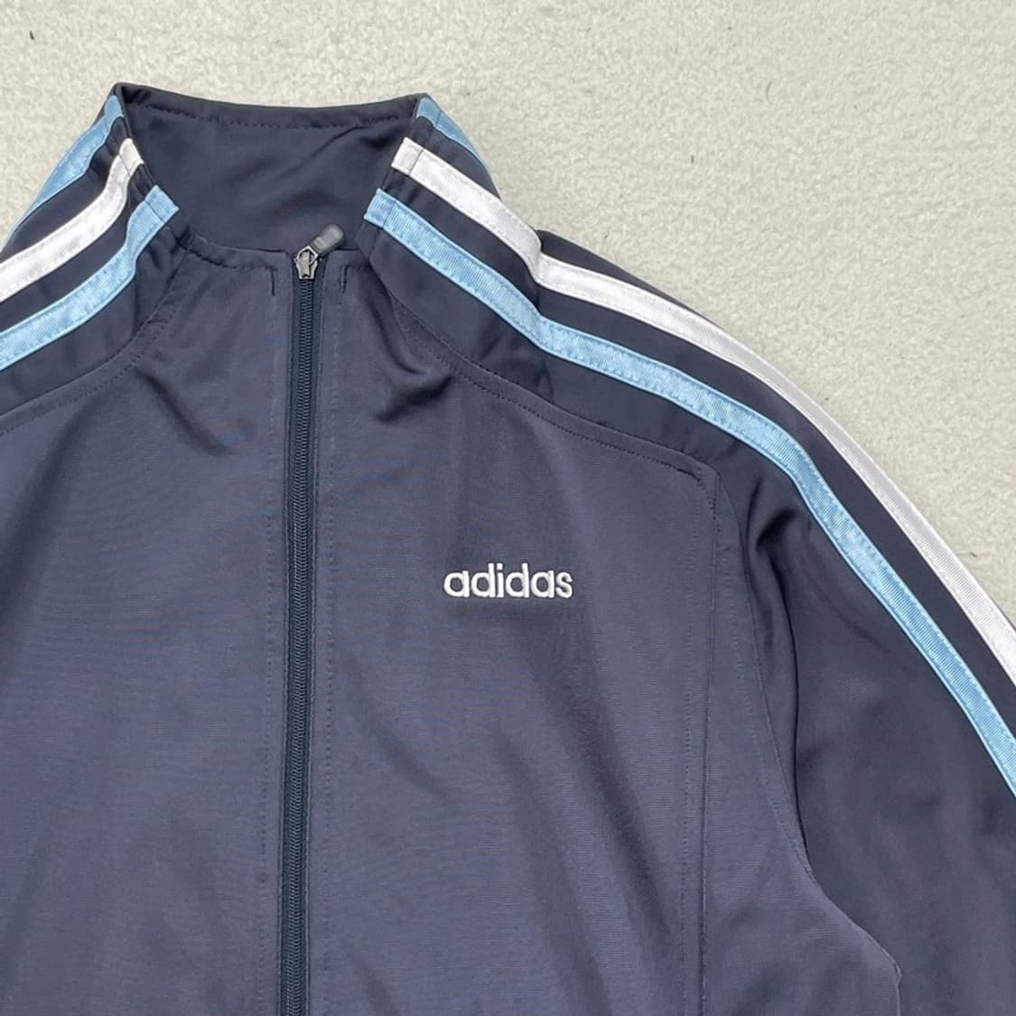 ADIDAS 노카라 배색 트랙탑 져지 네이비 S 상품이미지2