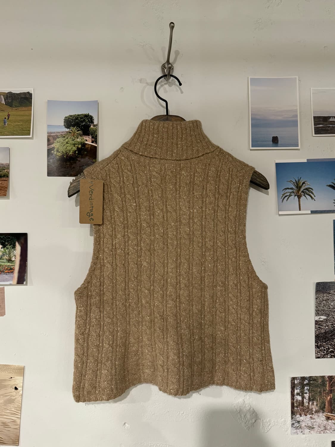 울 실크 꽈배기 폴라 조끼 상품이미지5