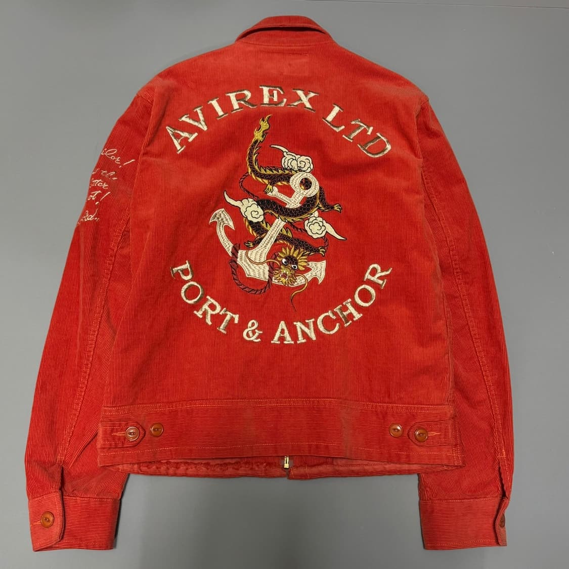 아비렉스 오렌지컬러 양면 자수로고 나발 플라이트 코듀로이 블루종 자켓 상품이미지7