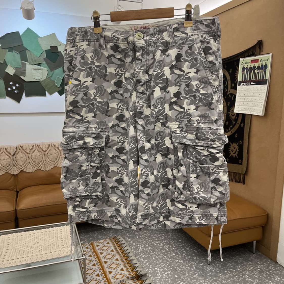 스페라 스트릿 펑크 에스닉 플라워 카모 카고 반바지 M C11045 상품이미지3