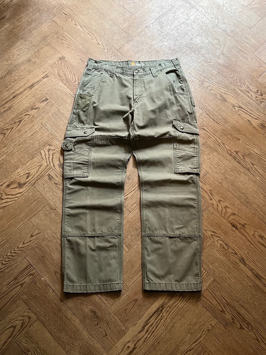 [34]칼하트 USA 모스그린 립스탑 더블니 워크 카고 팬츠 상품이미지1