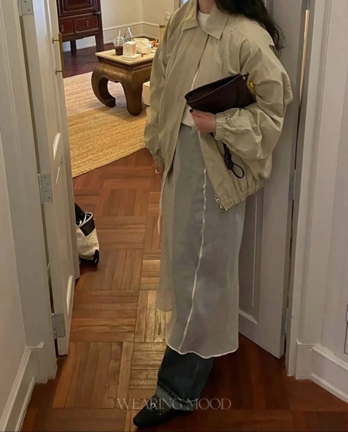 바스켓 시스루 레이어드 원피스 아이보리 상품이미지5