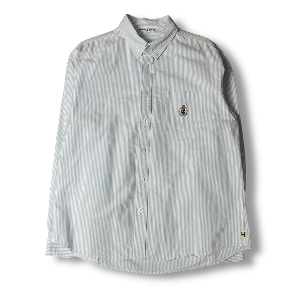 헤리티지플로스 스카이블루 스트라이프 원포켓 긴팔 셔츠 L 상품이미지1