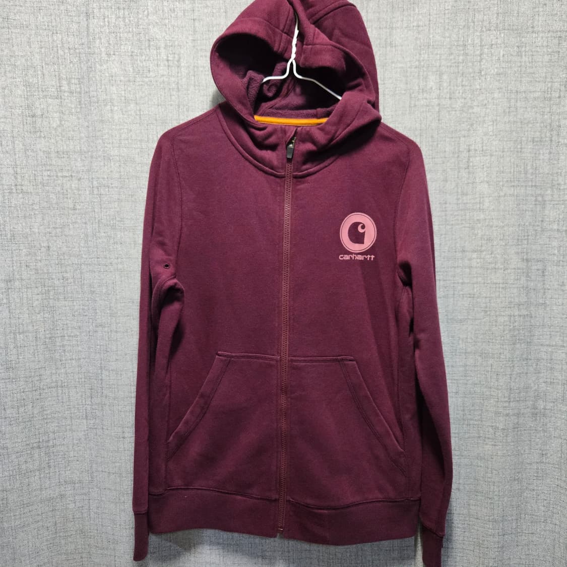 칼하트 여성 슬라이틀리핏  버건디 후드집업  상품이미지1