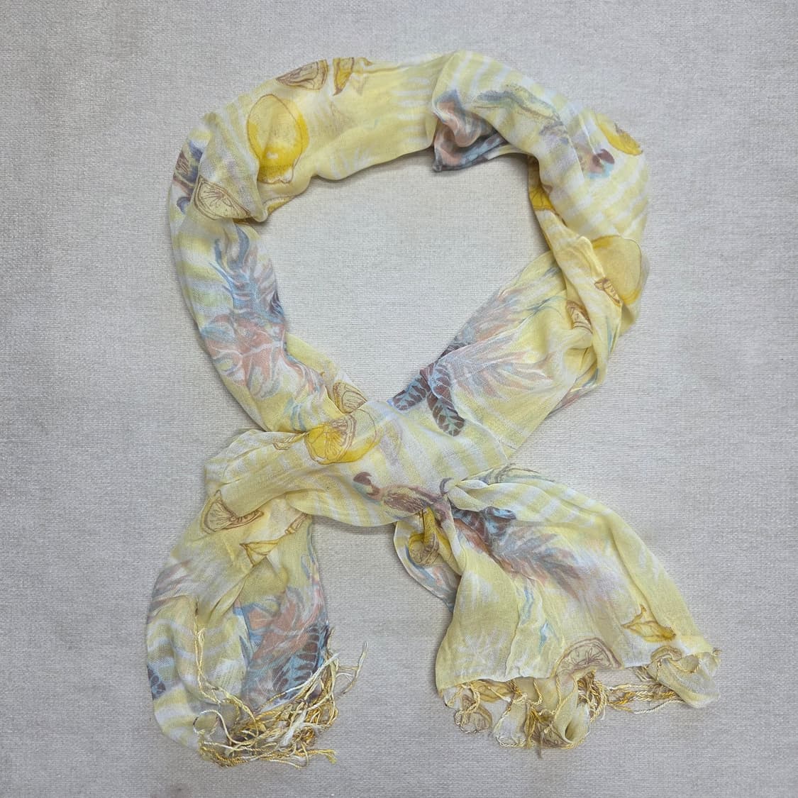 일본 빈티지 하구미 모리걸 트로피컬 레몬 롱 스카프 상품이미지1