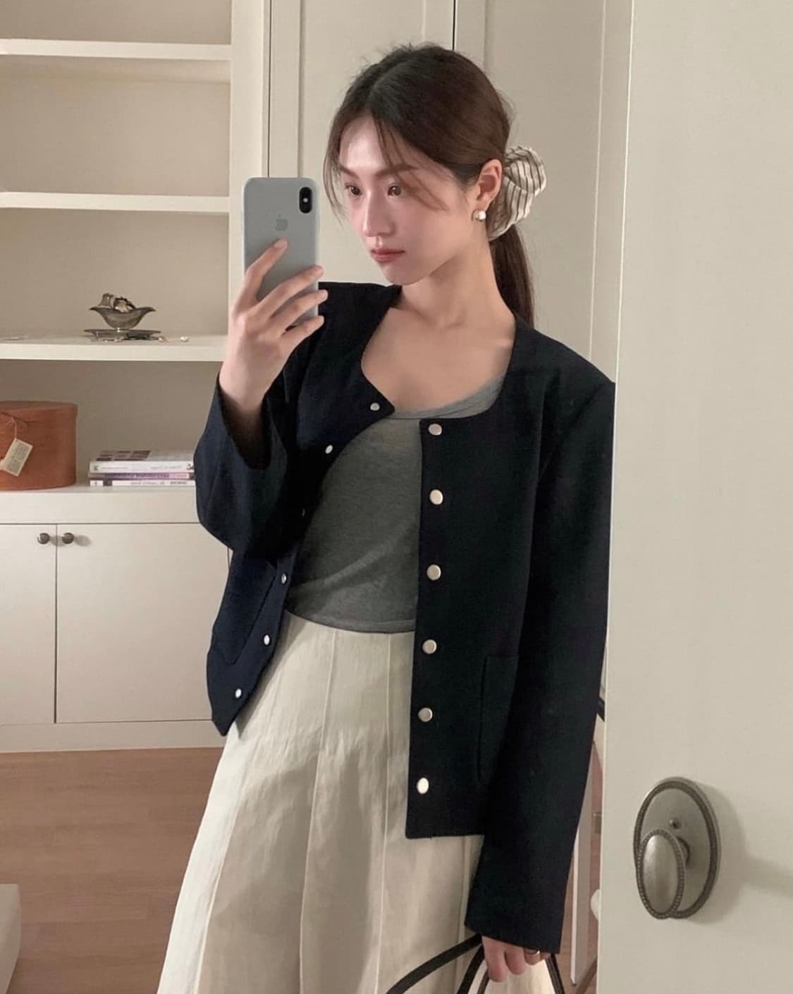 GED 게드 스냅 버튼 트위드 자켓 상품이미지4