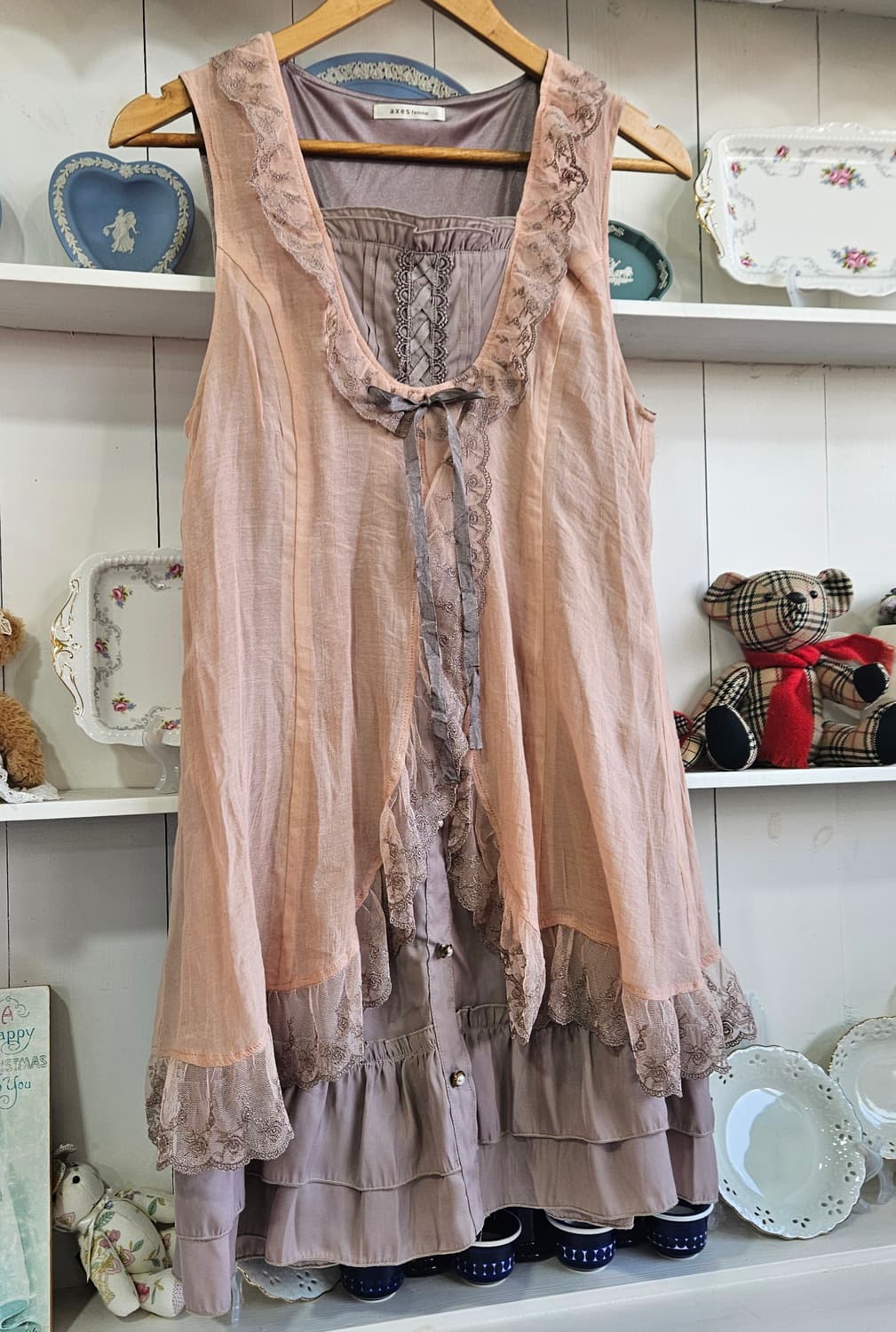 axes femme 레이스 레이어드 쉬폰 원피스 상품이미지2