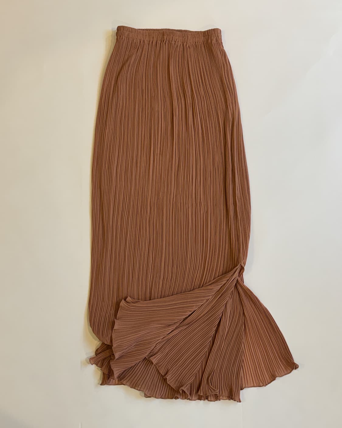 Brown Pleated Flared Maxi Skirt 상품이미지3