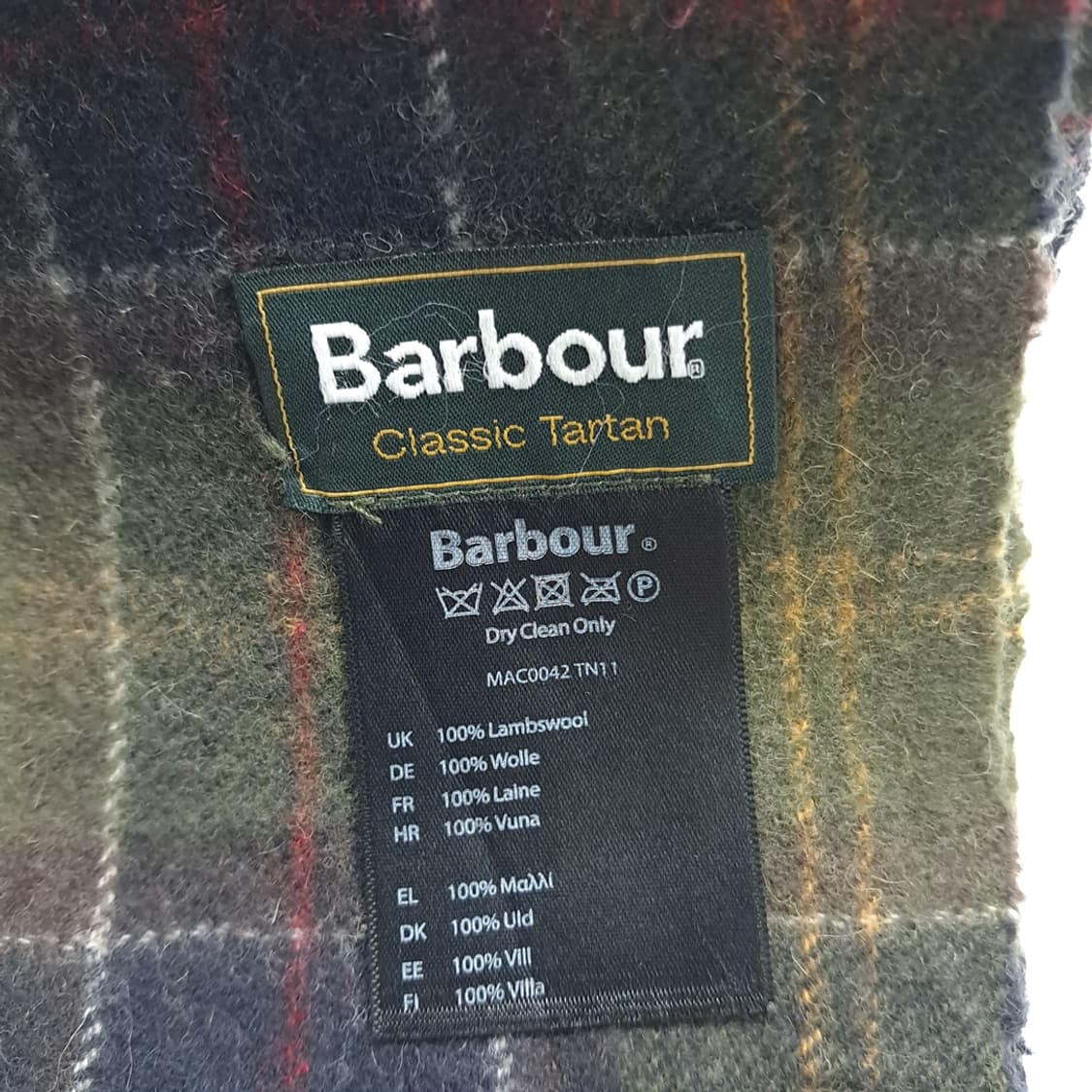 MX299 바버 올리브그린 클래식 타탄체크 램스울 목도리 머플러 상품이미지4