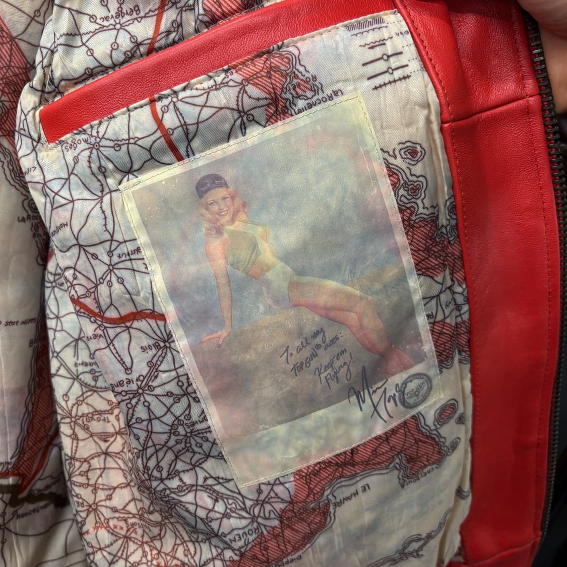 00s TOPGUN TYPE G-1 플라이트 레더 봄버자켓 레드 N527 상품이미지8