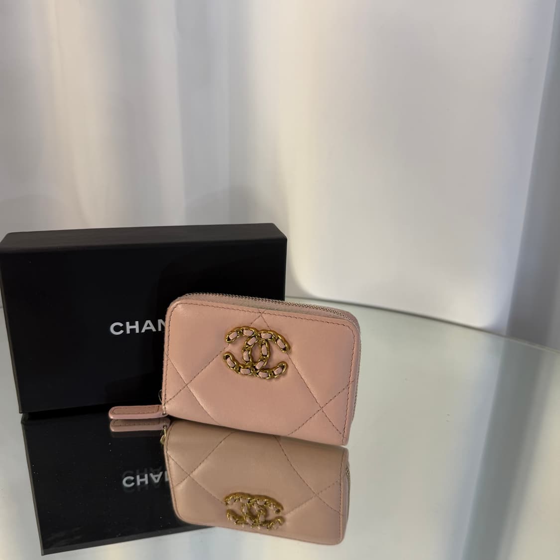 샤넬 AP0949 19 지퍼 코인 지갑 램스킨 핑크 금장 상품이미지3