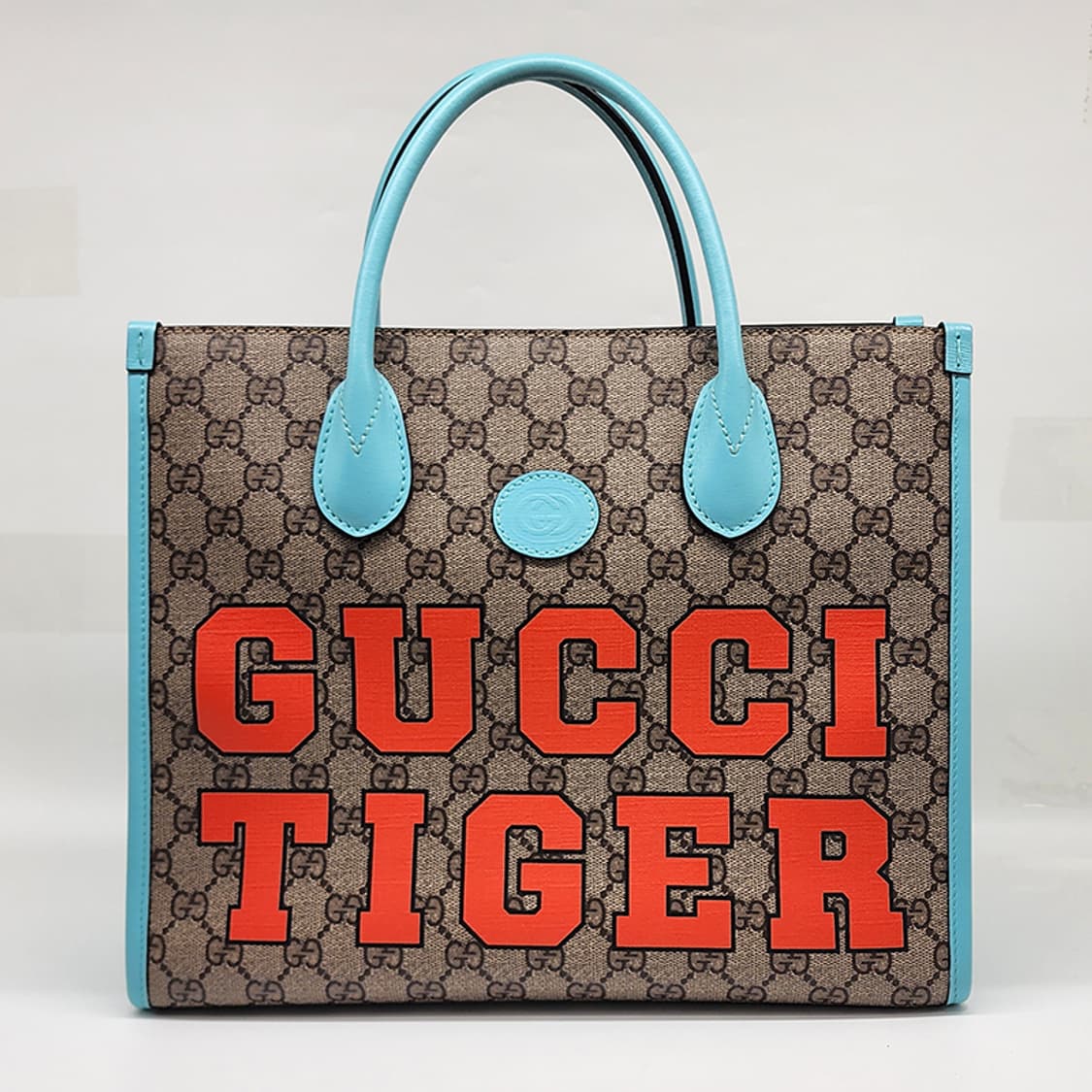 구찌 659983 GG 타이거프린트 스몰 토트백 민트 상품이미지1