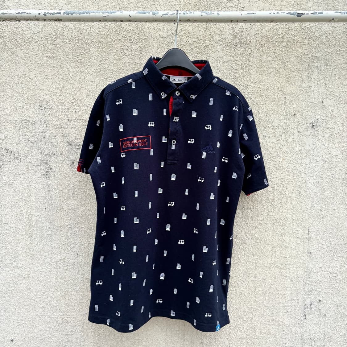 L)아디다스 패턴 PK카라 반팔 네이비 티셔츠 상품이미지2