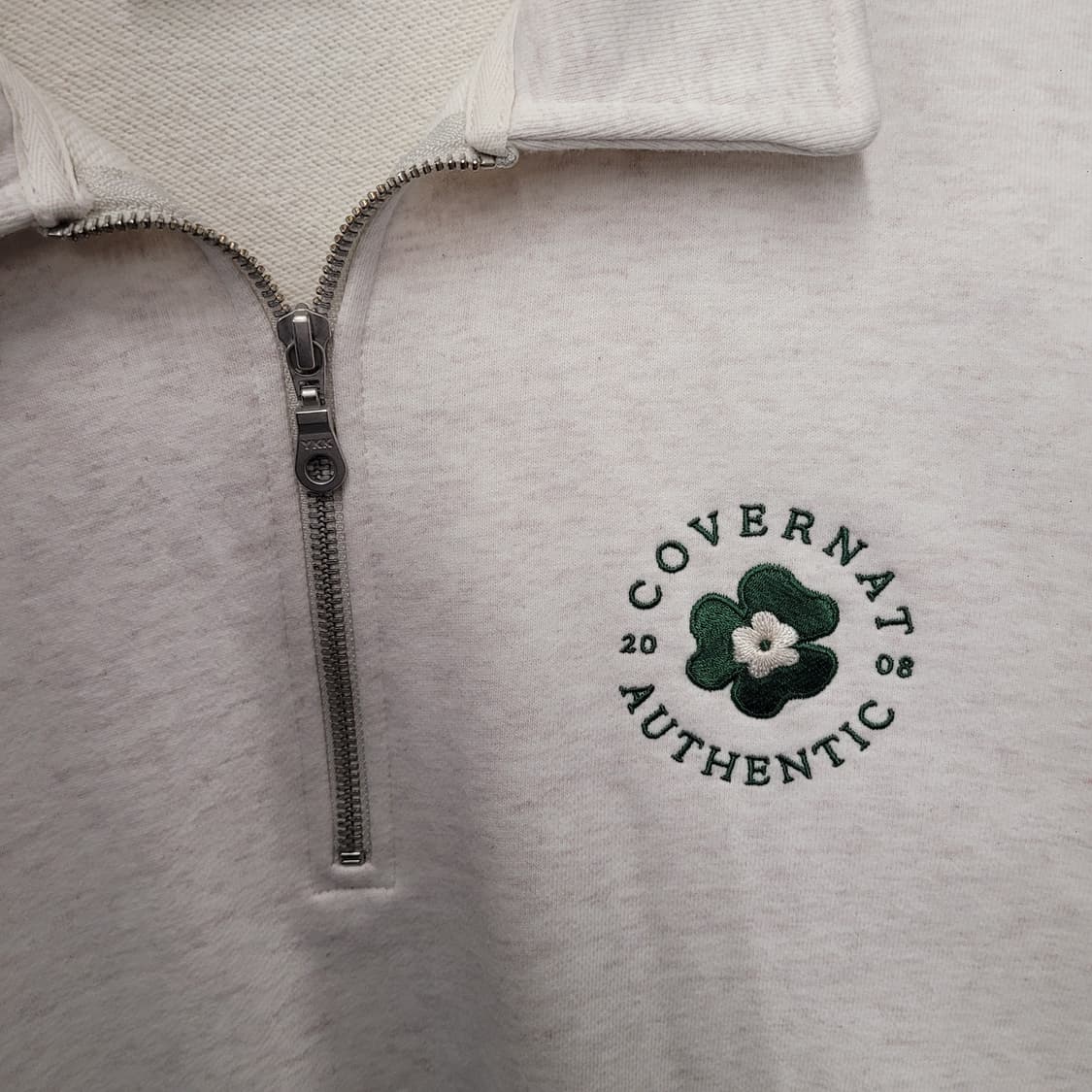 커버낫 클로버 카라 하프 집업 맨투맨 헤더그레이 상품이미지3