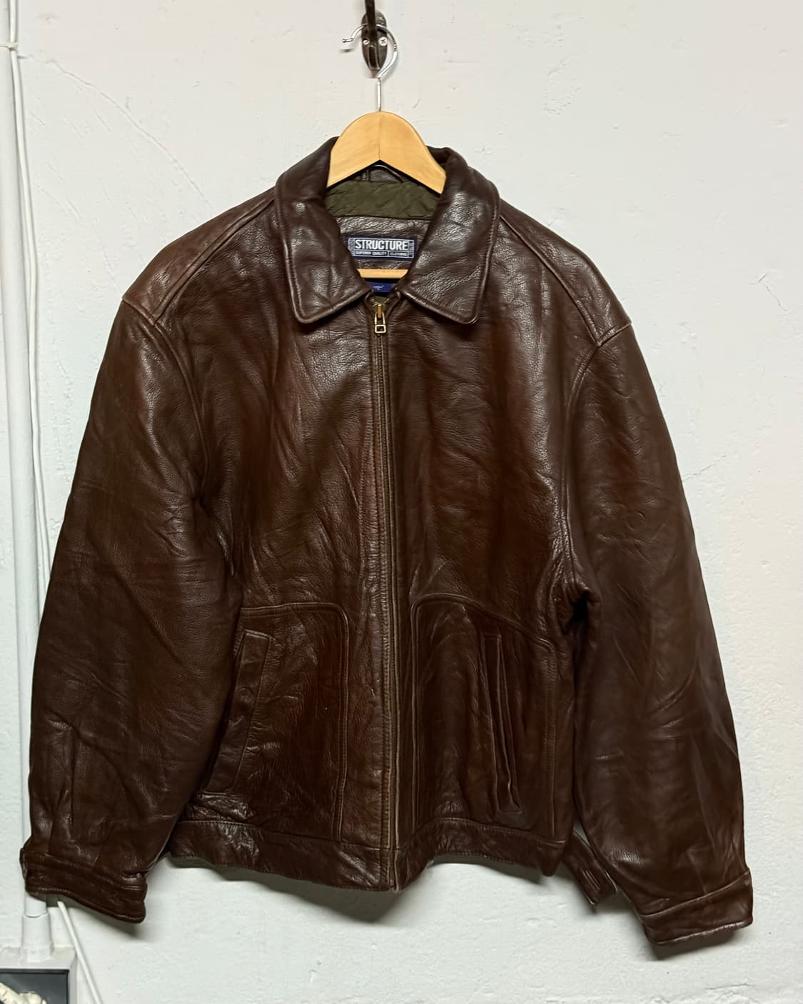 00‘s Structure 레더 봄버 자켓 L 상품이미지1