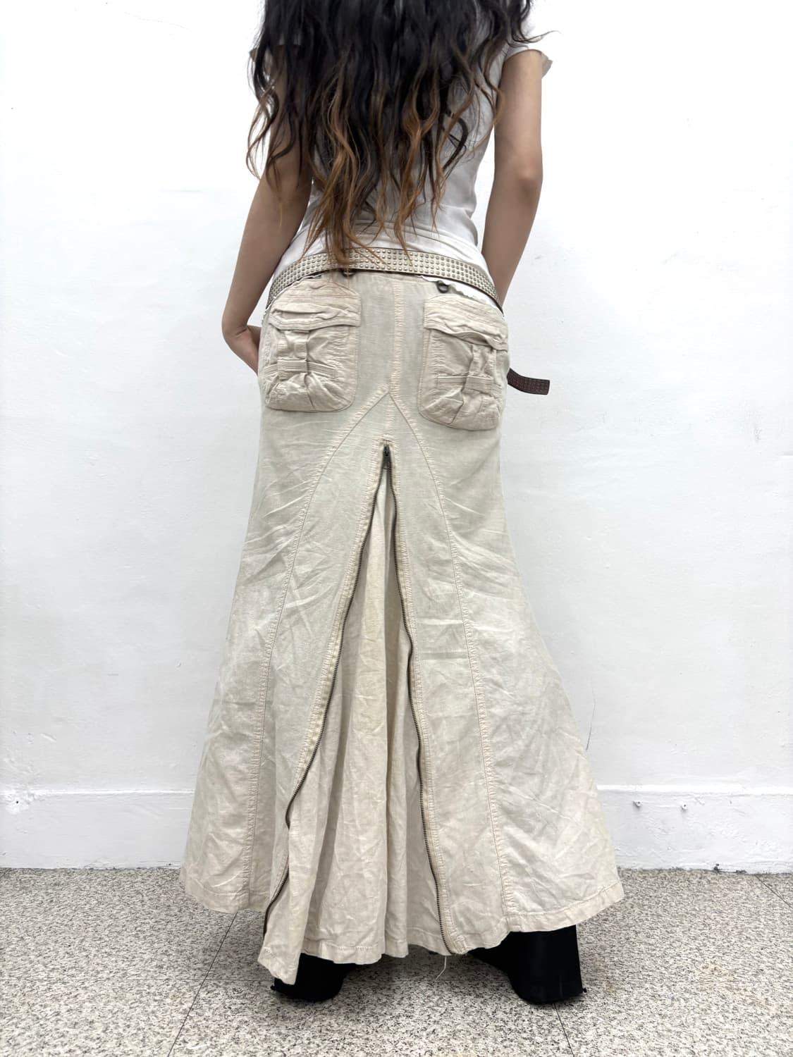 G.O.A beige multi zipper flared long ski 상품이미지9