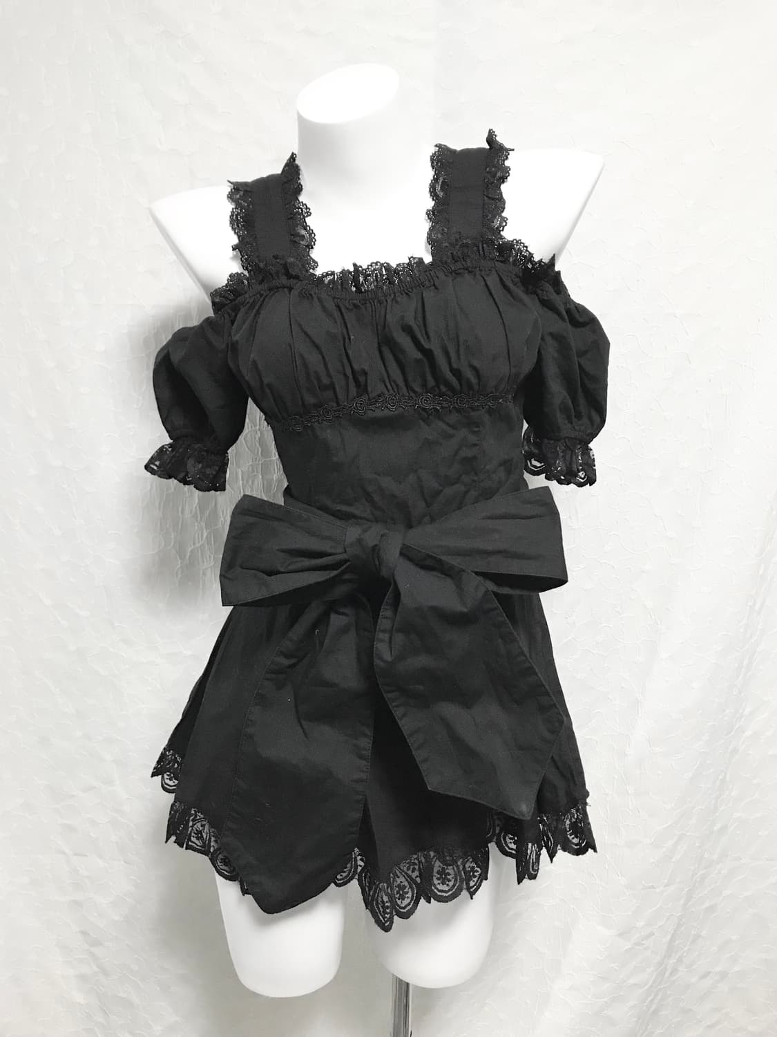 빈티지 bodyline 바디라인 고스로리 리본 오프숄더 원피스 상품이미지4