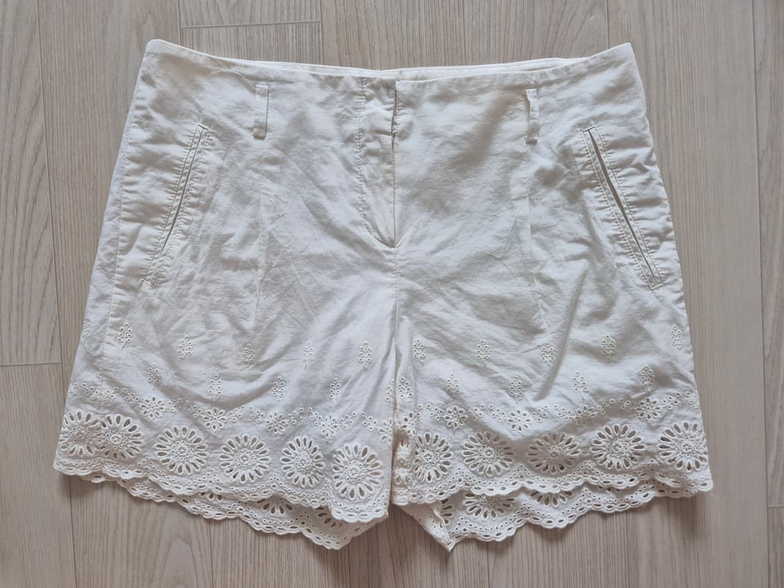 화이트 레이스 코튼 반바지 허리 69cm 상품이미지1
