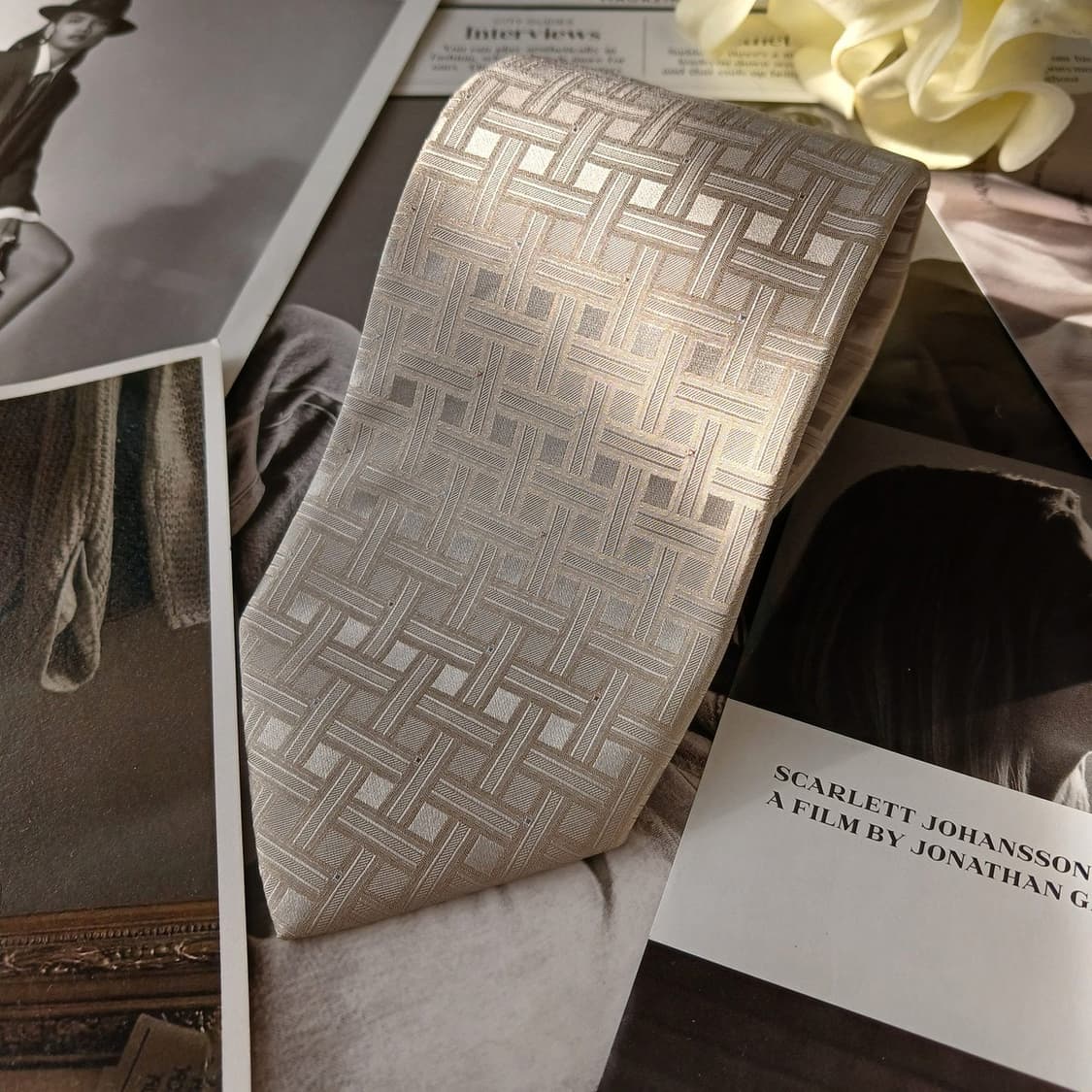 휴고보스 실버 자카드 패턴 넥타이 9.1cm A+등급 A19825 상품이미지4