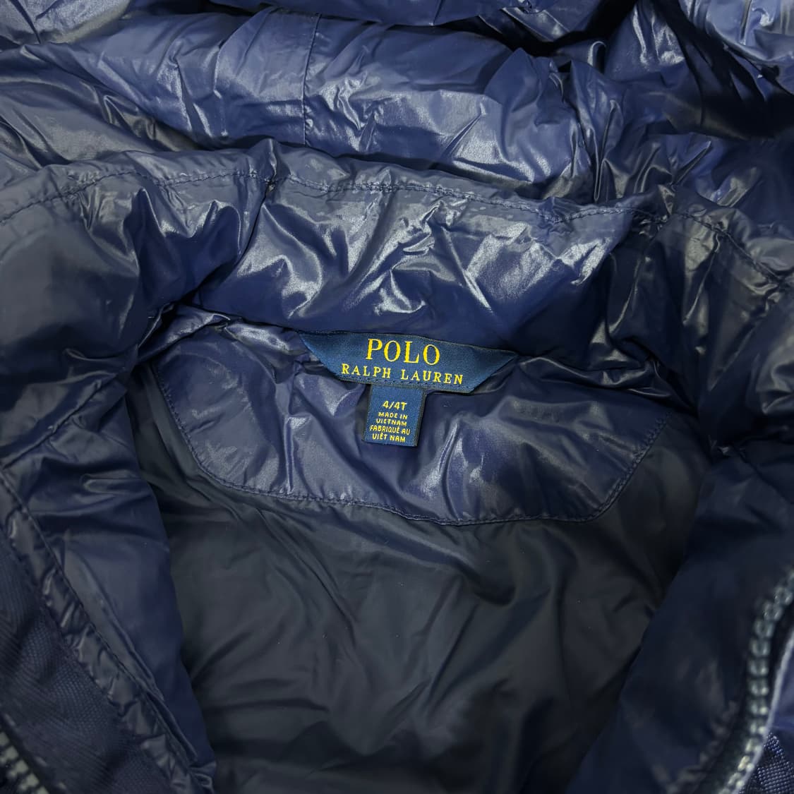 4T 폴로 랄프로렌 키즈 네이비 유광 롱패딩 상품이미지4