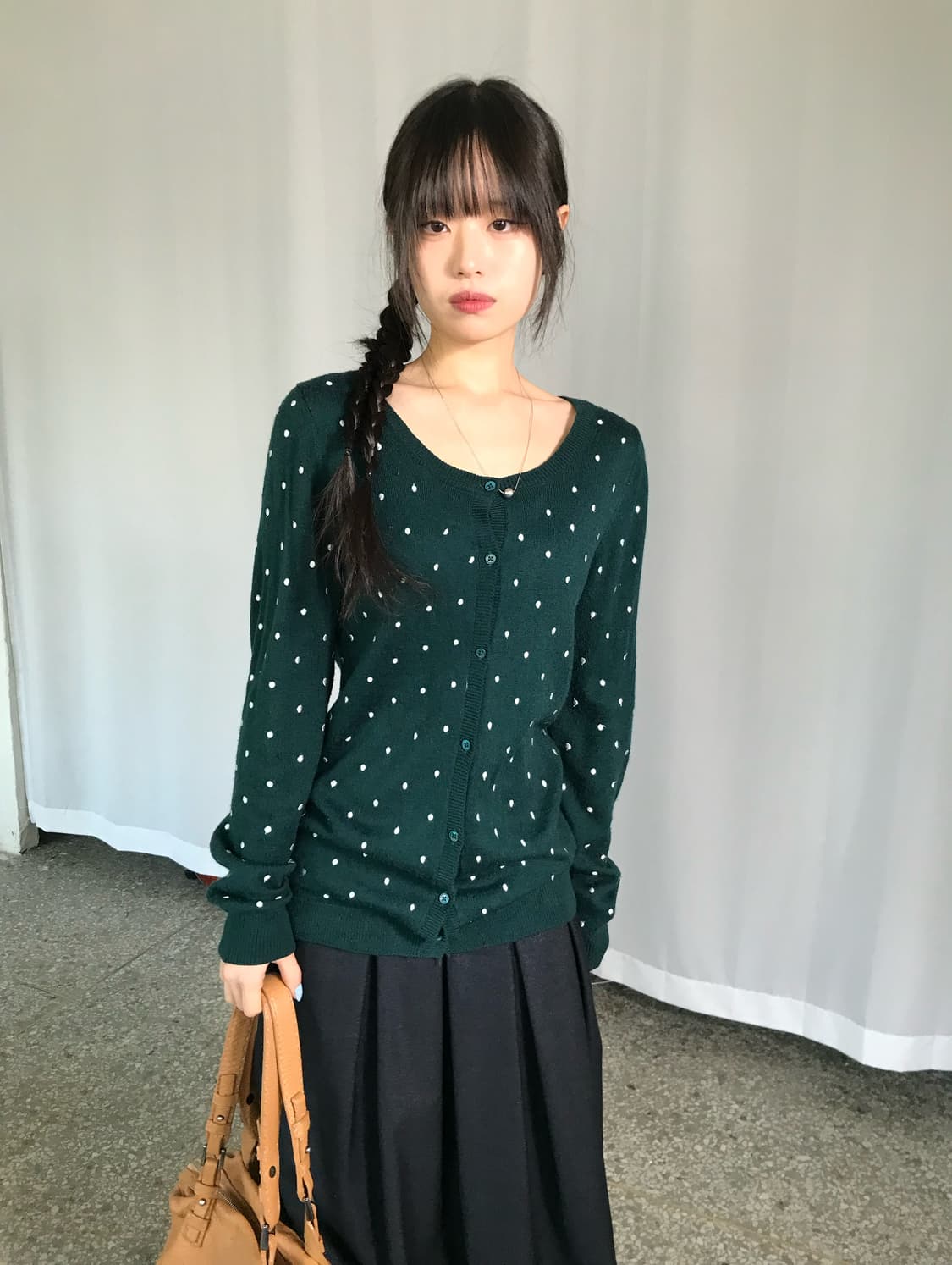 그린 도트 가디건 상품이미지2