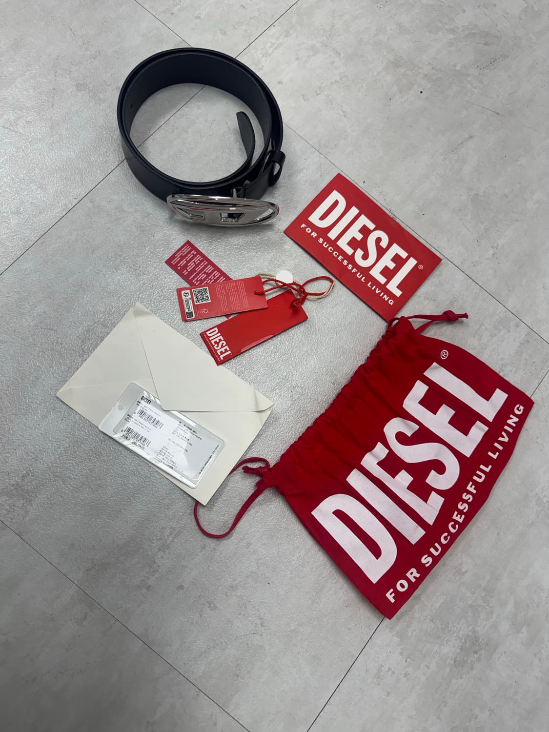 •DIESEL 디젤 오벌 D 로고 레더 벨트 상품이미지1