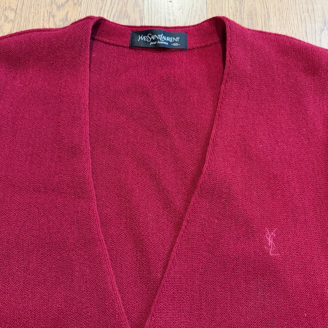 YSL 입생로랑 메쉬 울 버건디 니트 가디건  상품이미지2