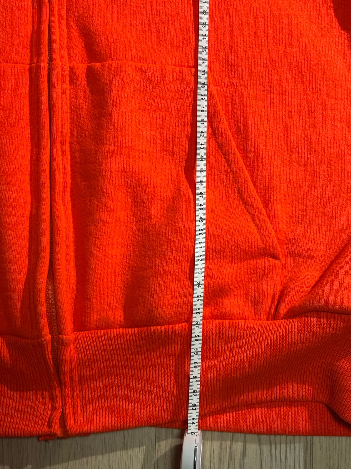 90s made in USA 캠버 헤비웨이트 써멀 와플 후드집업 오렌지 상품이미지4