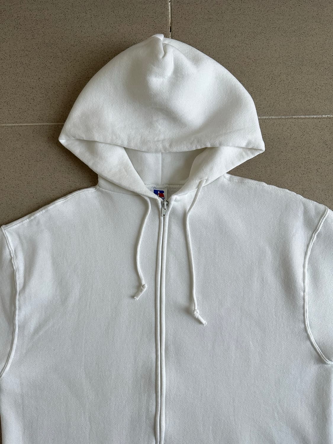 80s 빈티지 러셀 후드집업 화이트 XL USA 상품이미지4