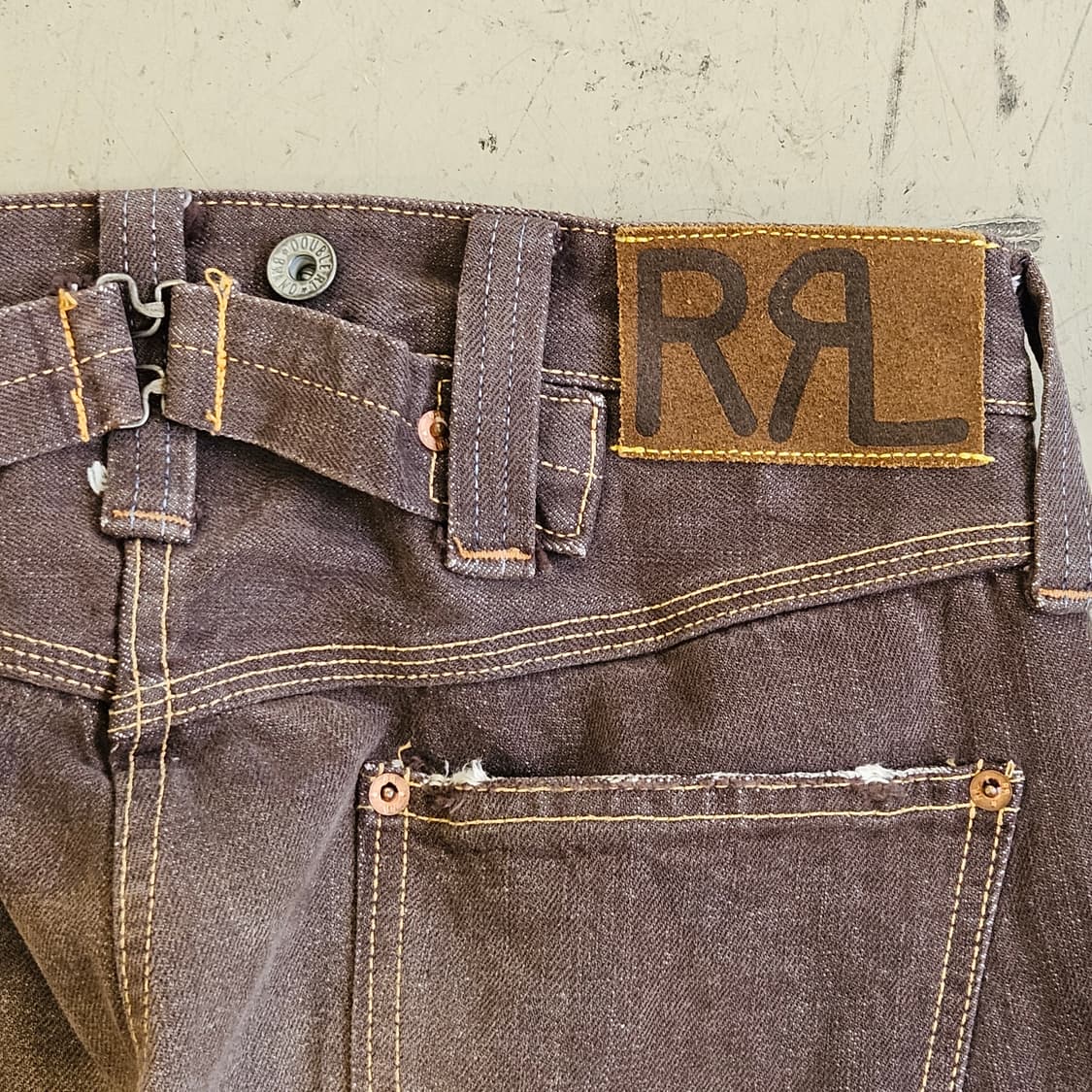 RRL 더블알엘 센치백 샐비지 데님팬츠 청바지 브라운 워싱 일제 30 상품이미지7