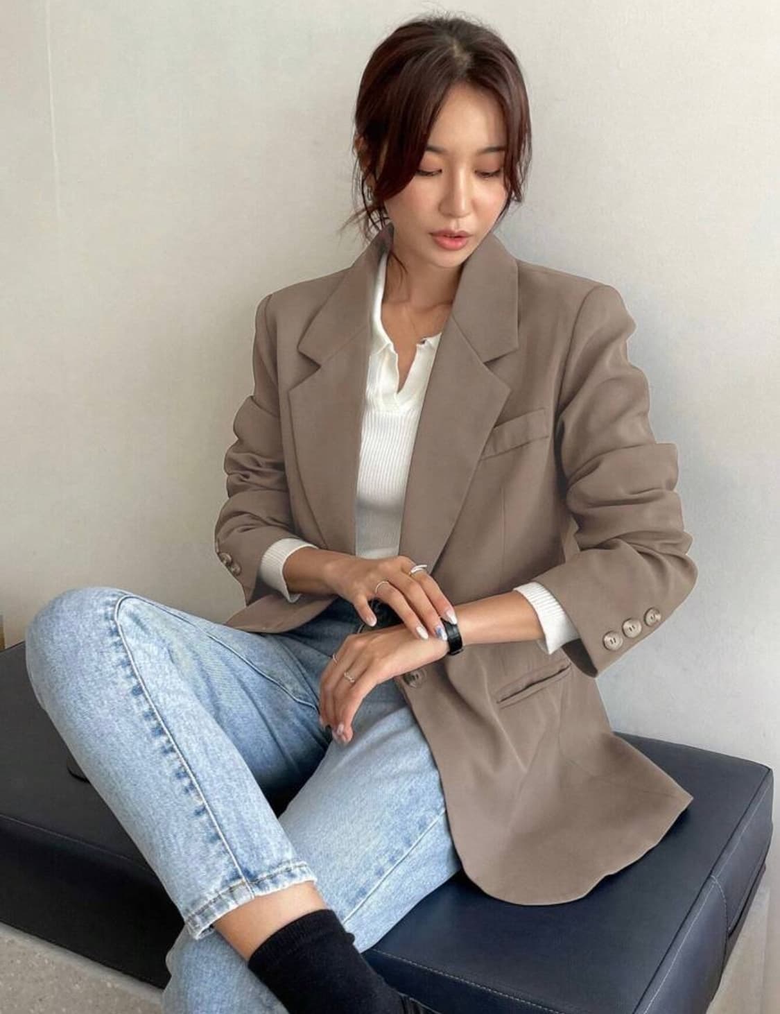모던한 브라운 오버핏 블레이저 자켓 s 상품이미지6