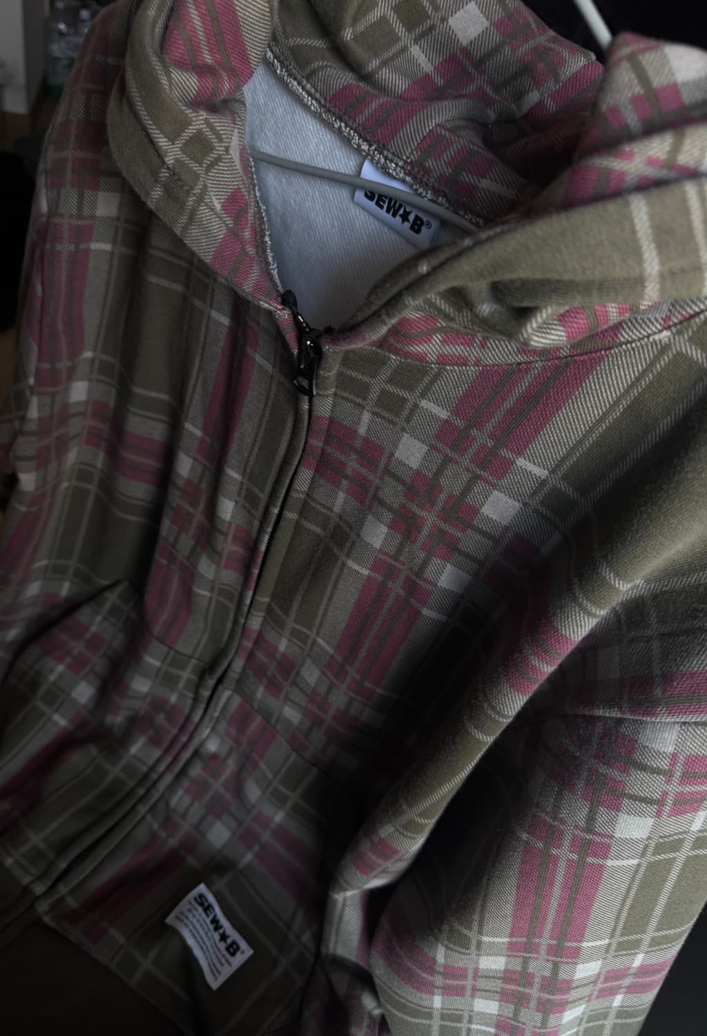 체크 후드집업 카키브라운  상품이미지2