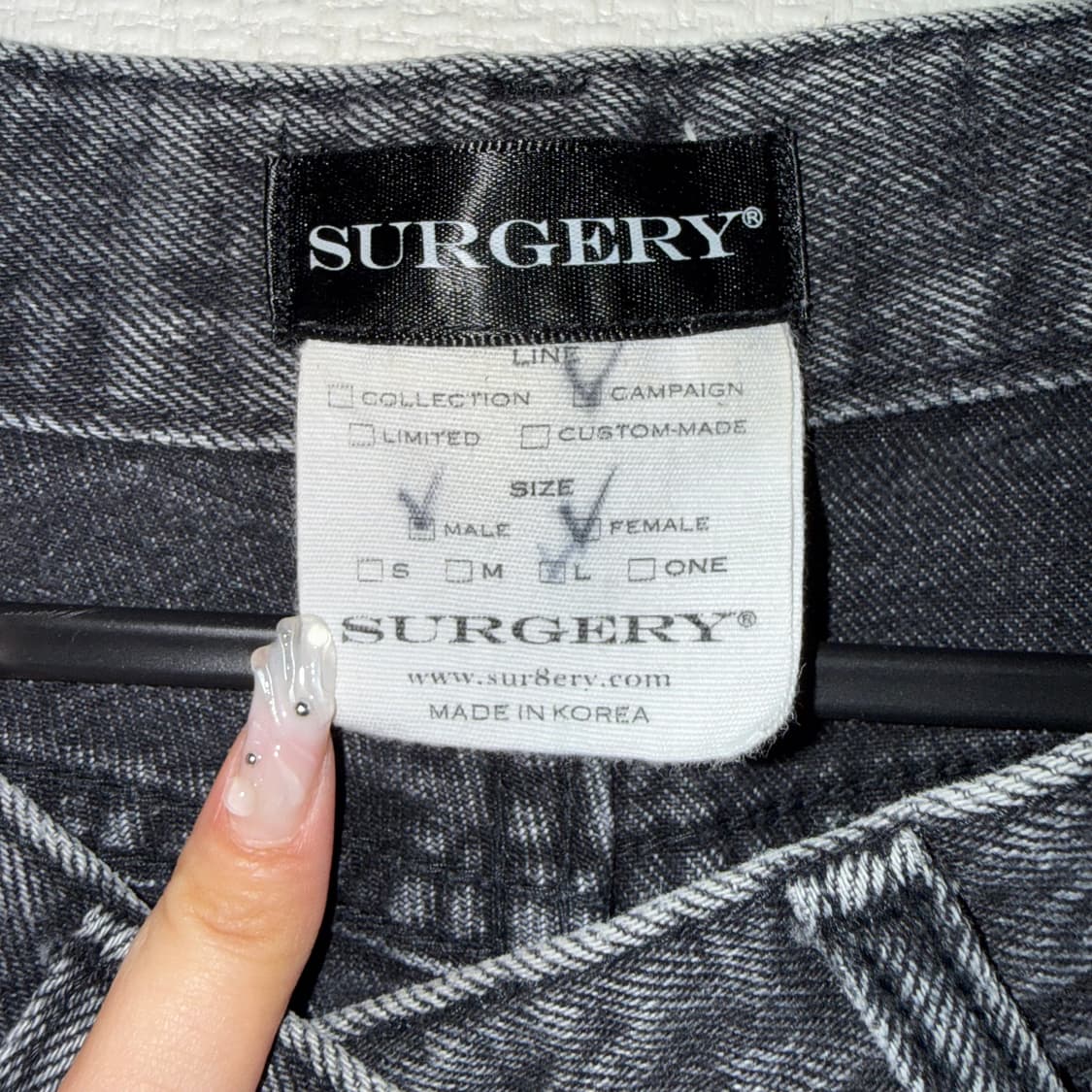 써저리 클로버 데님 팬츠 블랙 L 상품이미지3