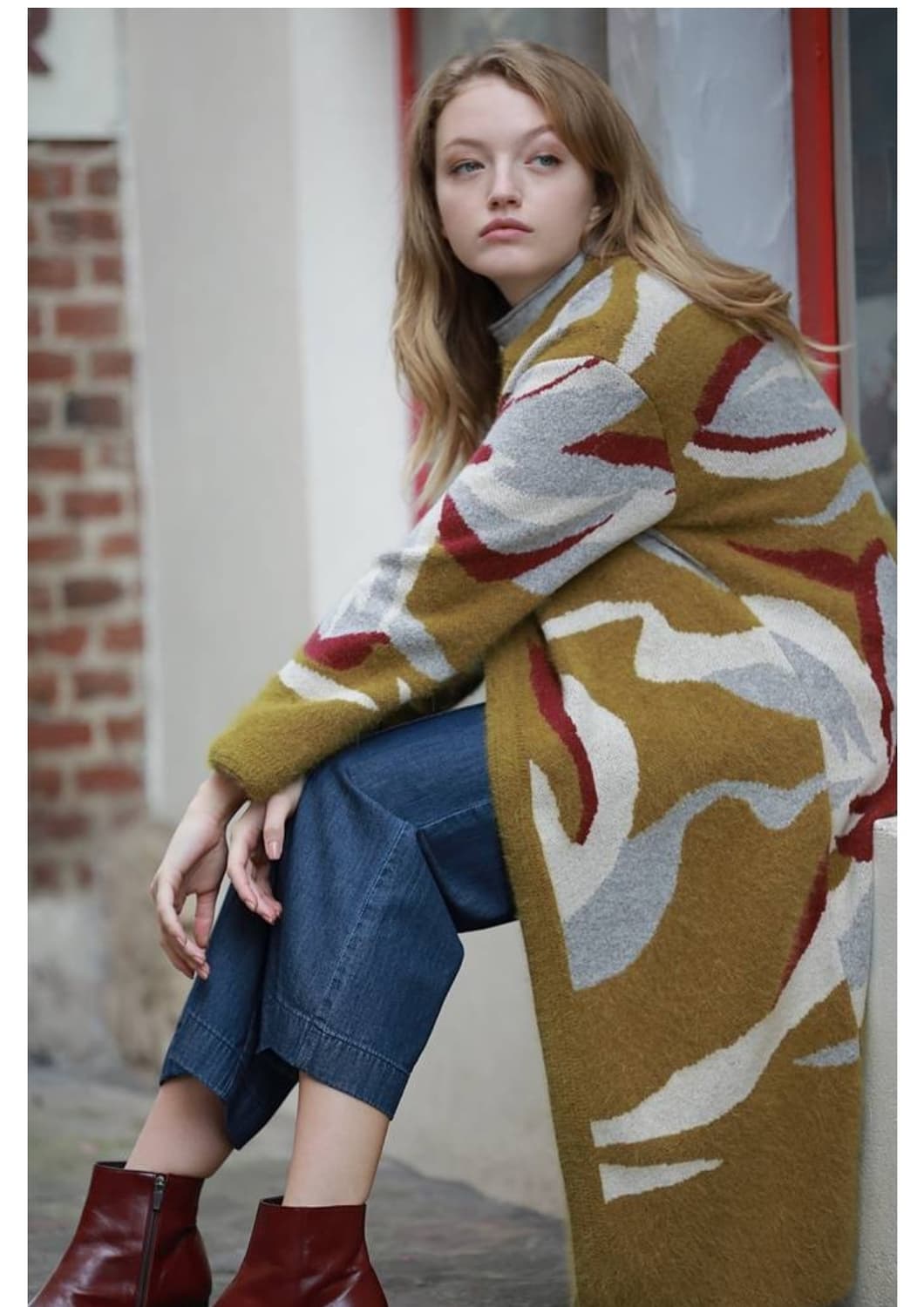 기비 앙고라 믹스 플라워 니트 롱 가디건  85사이즈 상품이미지1