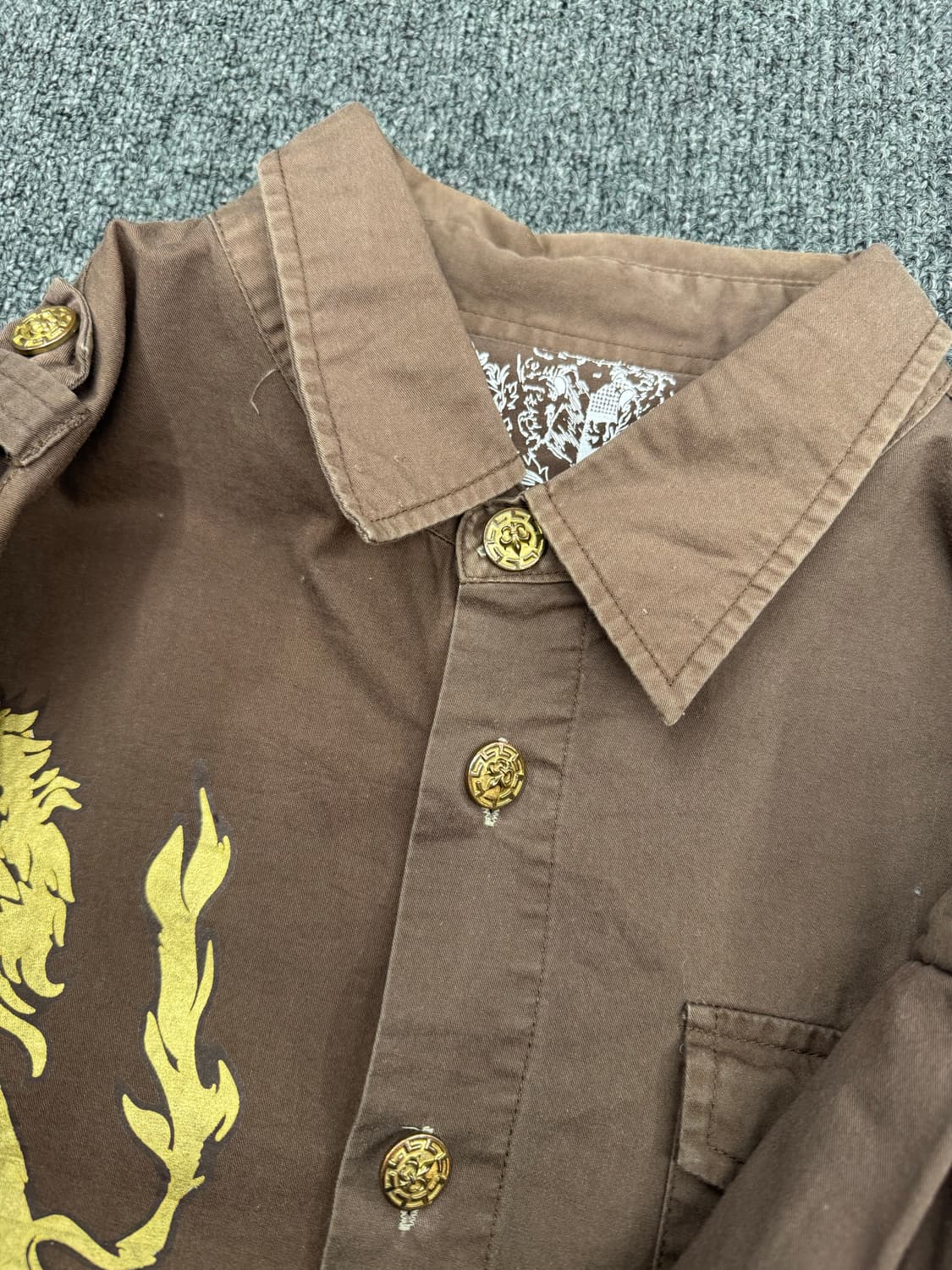 2XL)American vintage 프린팅&자수 브라운 셔츠 상품이미지6