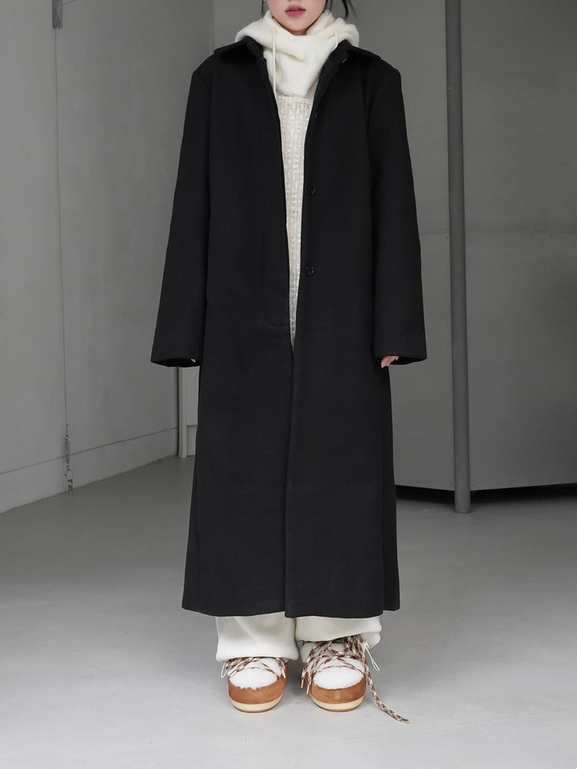 바이너리원 울 하이 롱코트 상품이미지1