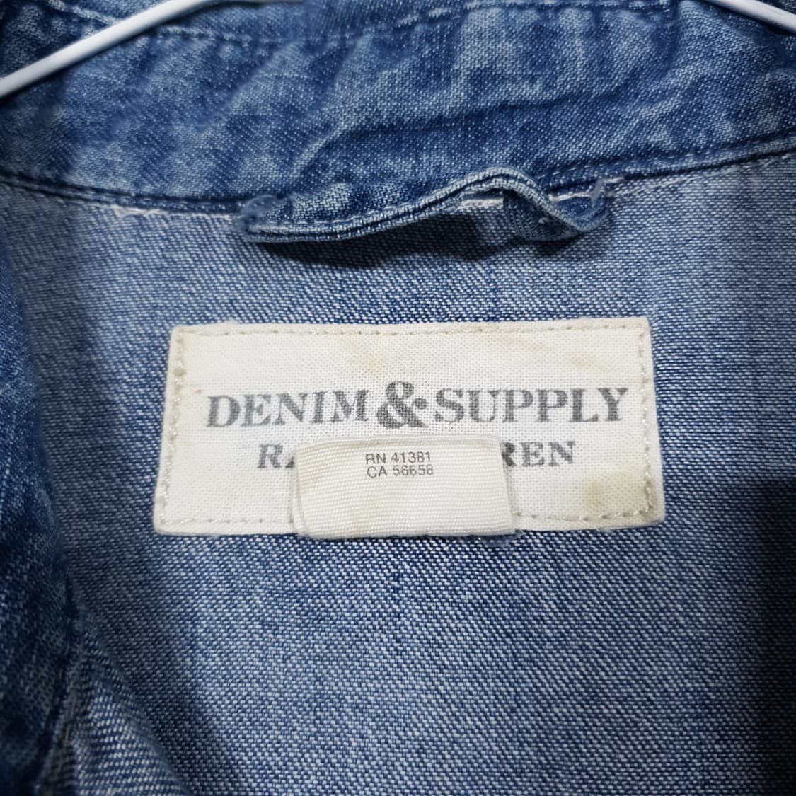 실측 S) 폴로 데님앤서플라이 랄프로렌 웨스턴 투포켓 패치 데님 셔츠 상품이미지6