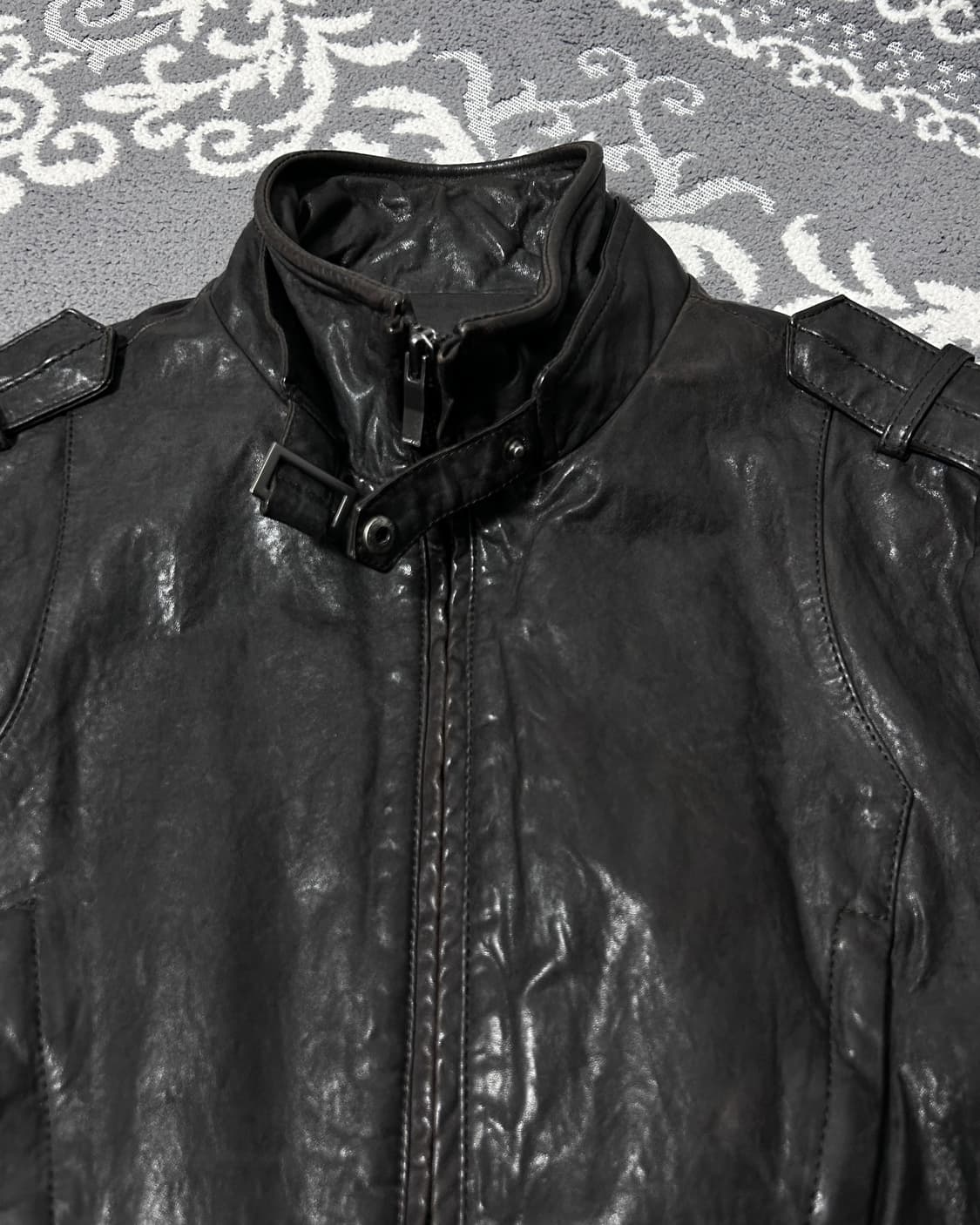 오일 텍스쳐 램스킨 자켓 상품이미지4