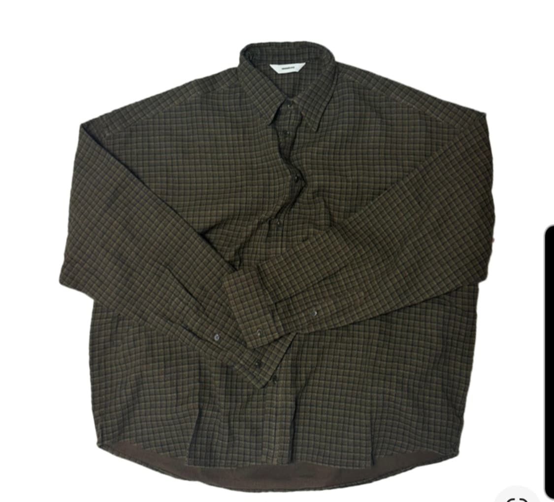 2 논노드 크롭 플렉서블 스트링 체크 셔츠 브라운 상품이미지1