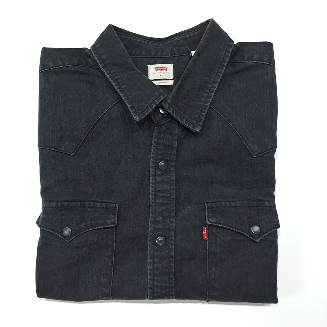 CL744 XL 리바이스 코튼 웨스턴 셔켓스타일 흑청 데님셔츠 남방 상품이미지8