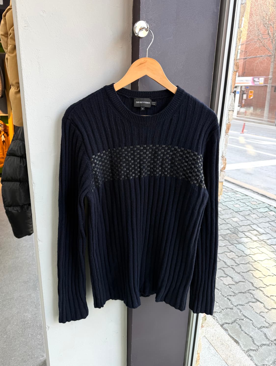 50/ 엠프리오 아르마니 레더 블랜딩 골지패턴 니트 상품이미지2