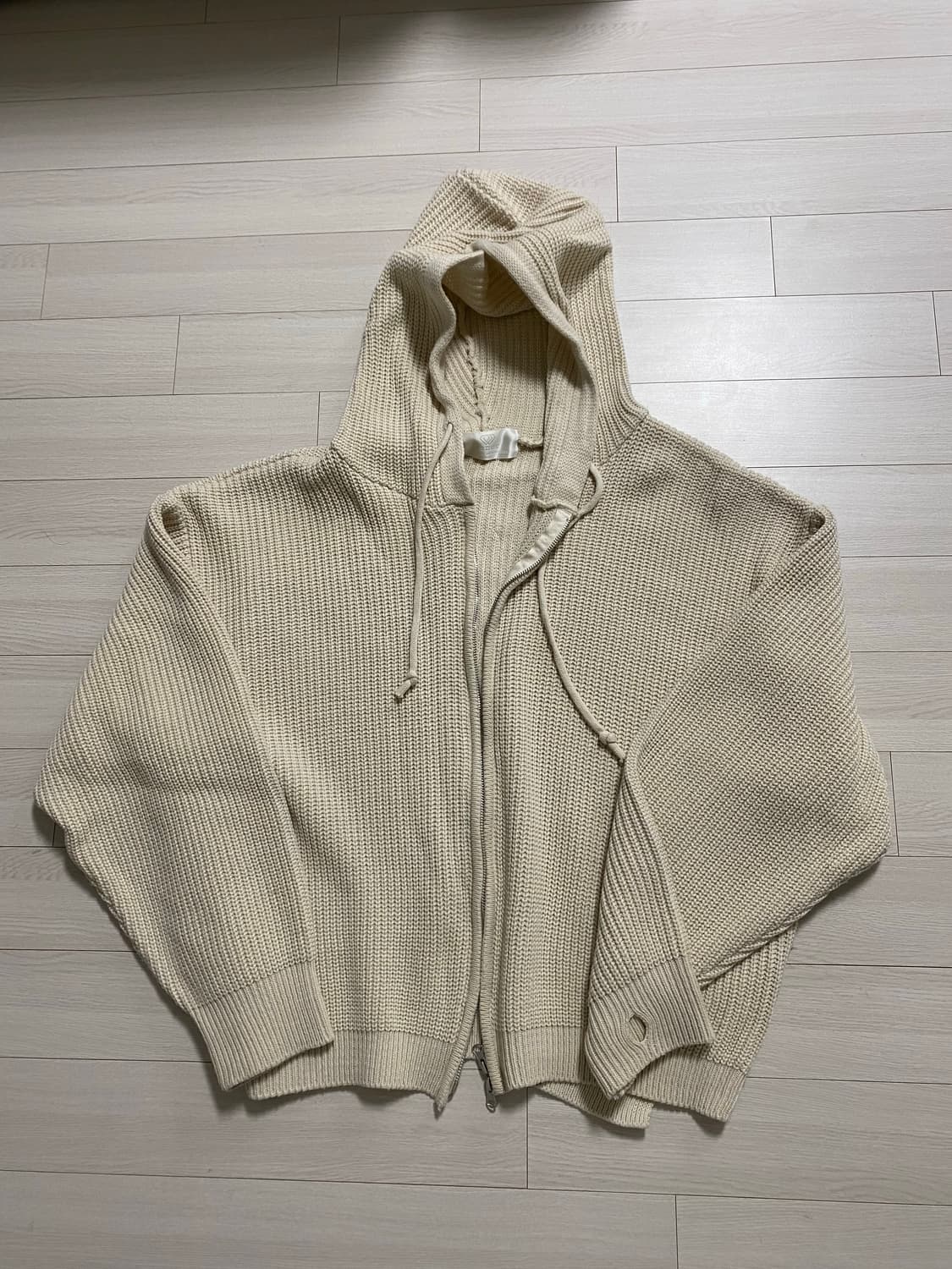 테네르 투웨이 후드 집업 니트 베이지 F 상품이미지2