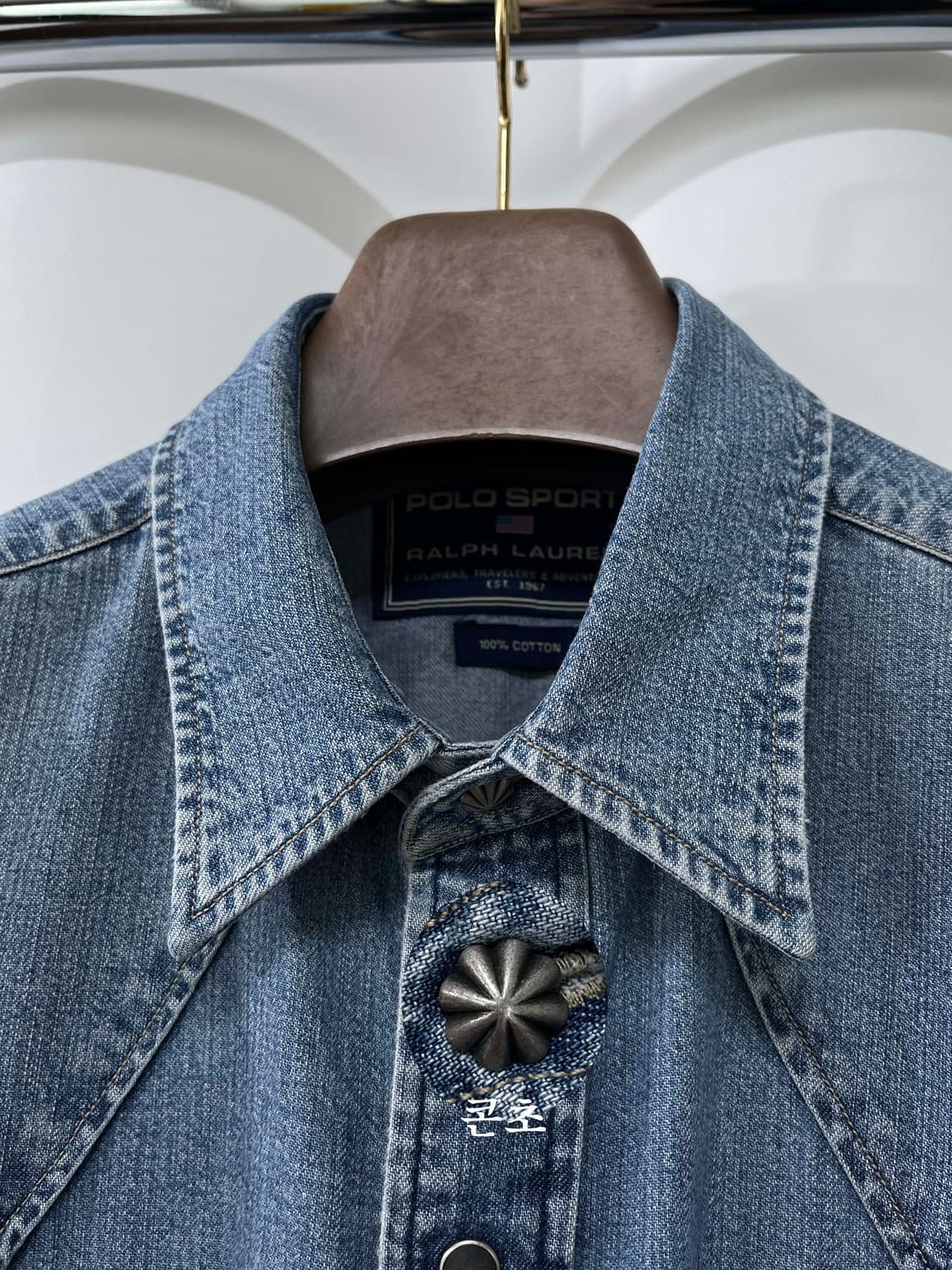 90's 폴로 랄프로렌 사우스 웨스턴 콘초 워시드 데님 웨스턴 셔츠 상품이미지6