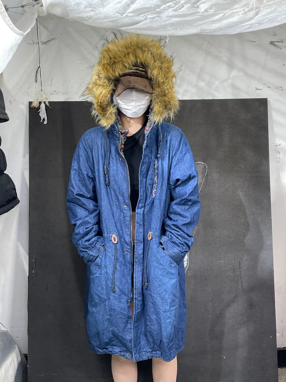 일본빈티지 titicaca 울프죠 퍼 후드 롱 개파카 야상 자켓 M 상품이미지1