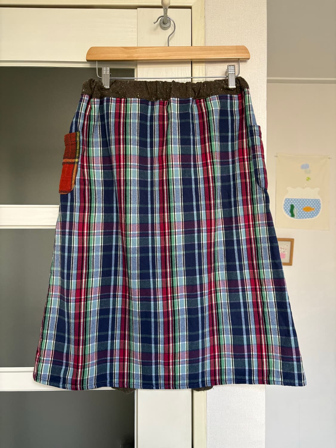 체크 단추 미디 스커트  상품이미지5