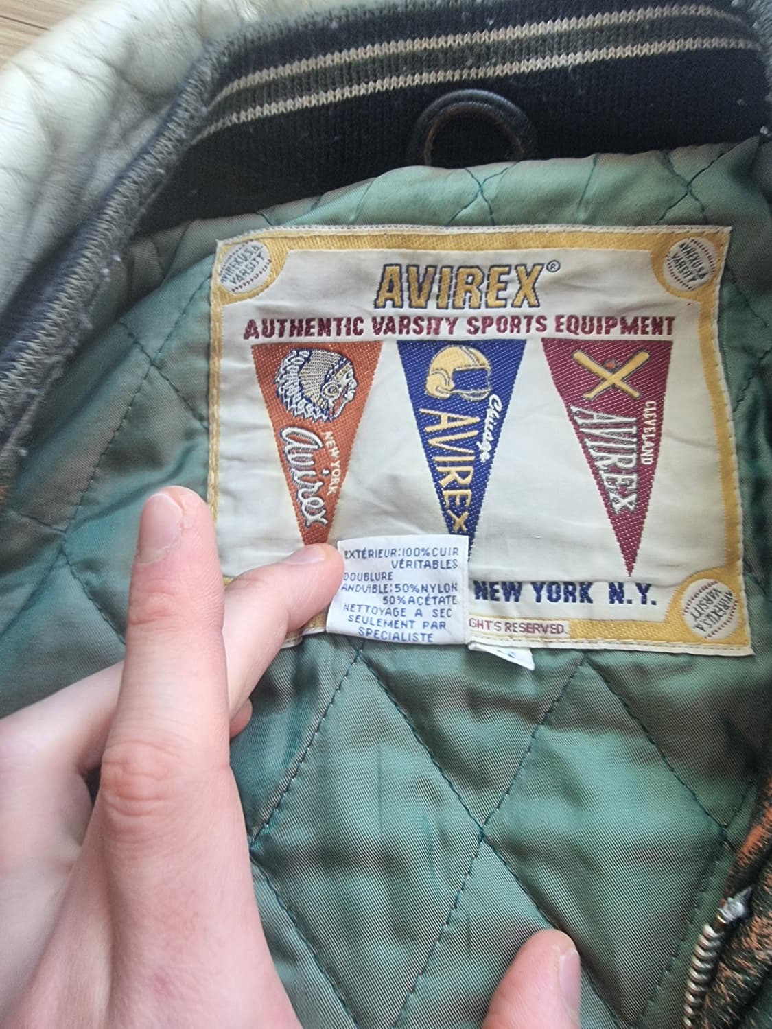 90~00s 아비렉스 와일드베어 레더 바시티 자켓 상품이미지8