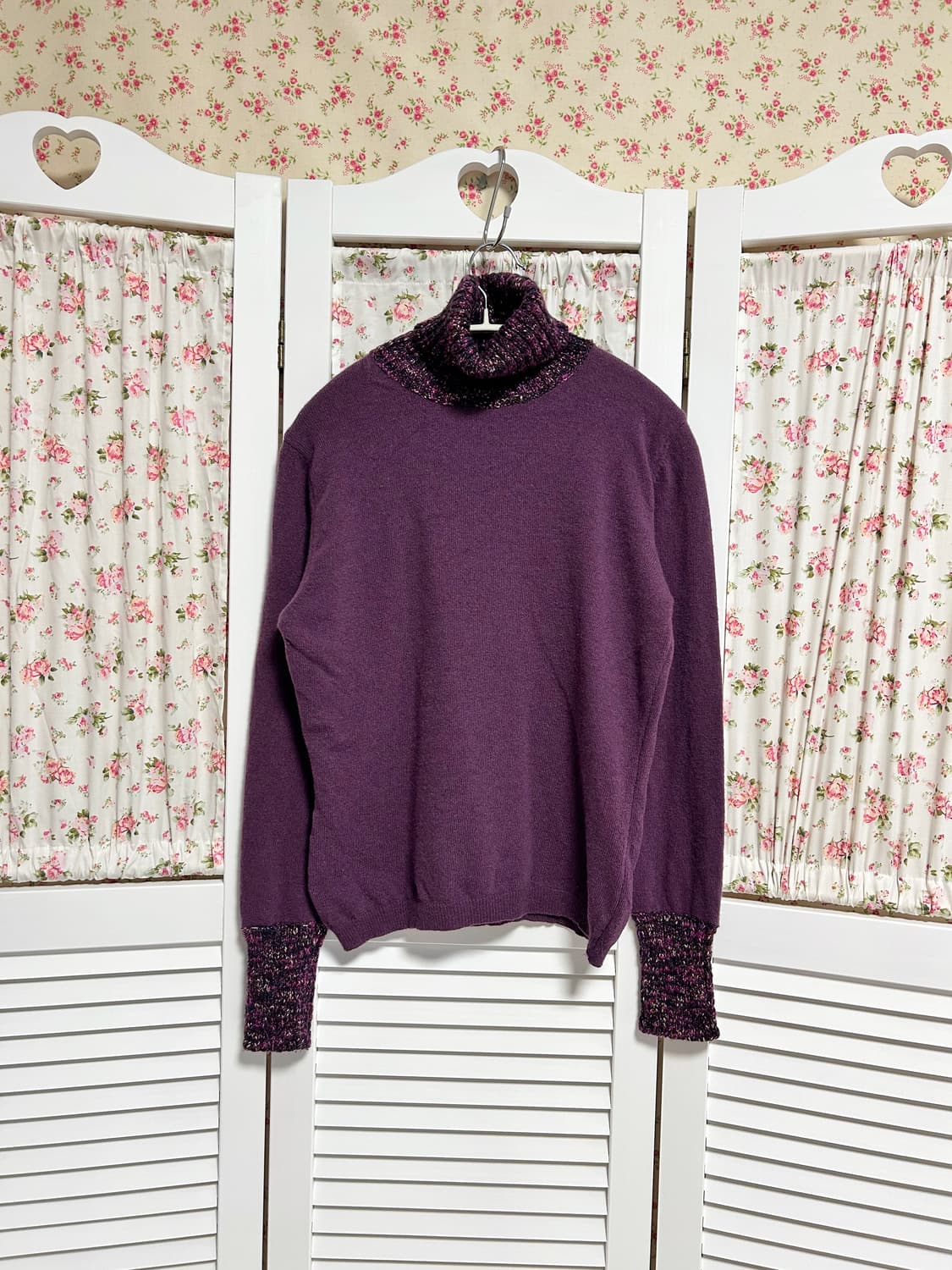 빈티지 베네통 퍼플 목폴라 상품이미지2